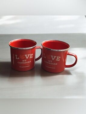 The Original Cabot Trail Maple Liqueurs Canadian Coffee Red Tin Mugs Camping Duo